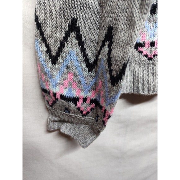 Arizona Sweater Womens XLarge Gray Geometric Print Acrylic Knit Long Sleeve - Picture 6 of 10